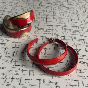 80s Red Hoop Earrings